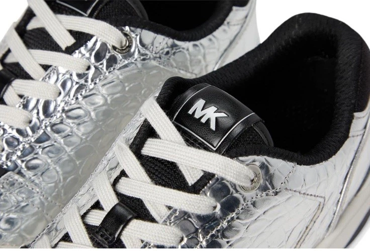 Michael Kors Women's Rebel Lace Up Sneaker, Silver Size 6 - Image 4 of 4