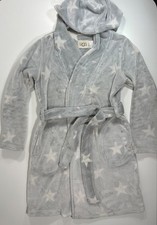 UGG Miranda Robe grey stars Soft Hooded Plush medium M Women's fleece fluffy 