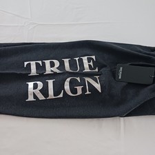 True Religion Jogger Sweatpants Lounge Size M Charcoal Silver Logo Side Hit 109