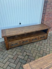 Solid Natural Oak Large TV Entertainment Unit Excellent Condition 