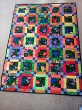 Handmade Crib Quilt has monkeys 38x52