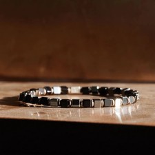 Genuine Hematite Protection Stretch Bracelet Healing Energy Balance Men Bracelet