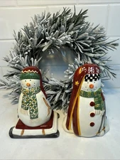Debbie Mumm Zak Designs Snowman Snowmen Salt & Pepper Shaker Set