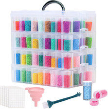 4-Tier Diamond Painting Storage Container, 200 Slots Portable Bead Organizer Box