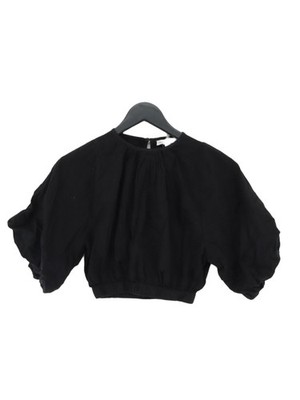 Hübsche aufwendige Damen Bluse UK 8 schwarz 100% Baumwolle Basic