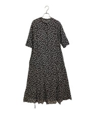 house of lotus/ House of Lotus Small Flower Print Crew Neck Dress/ Black/ Size