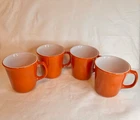 Pyrex Burnt Orange Coffee Cups Mugs D Handle Set of 4 Vintage 1970-80's