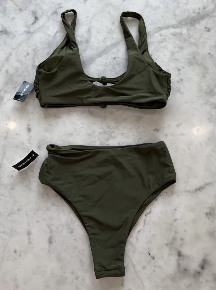 Conjunto de Bikini de Natación EXPRESS en Verde Pequeño Top y XS Parte Inferior Cintura Alta Nuevo Foto 2 de 4