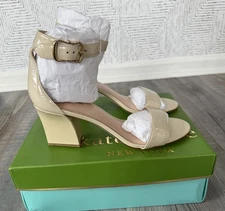 Kate Spade Susane Leather Ankle Strap Bone Sandal Heels Size 10