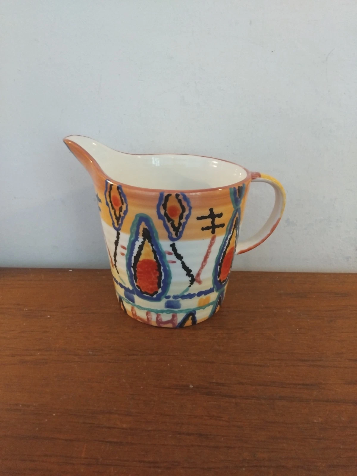 Vintage Anthropologie Hand painted stoneware 3-cup Measuring pitcher