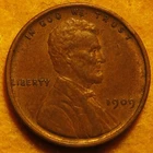 Almost Uncirculated 1909 VDB Lincoln Wheat Cent with some red color remaining
