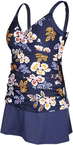JINXUEER Plus Size Swimwear Floral Tankini Set Ruched Modest Two Piece Skirt Swi | eBay