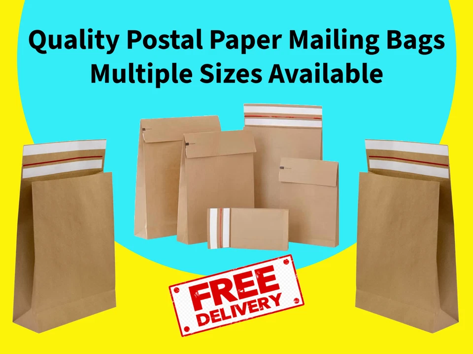 Paper Mailing Bags Eco Shipping Kraft 110gsm Envelopes Peel Seal Security Strip