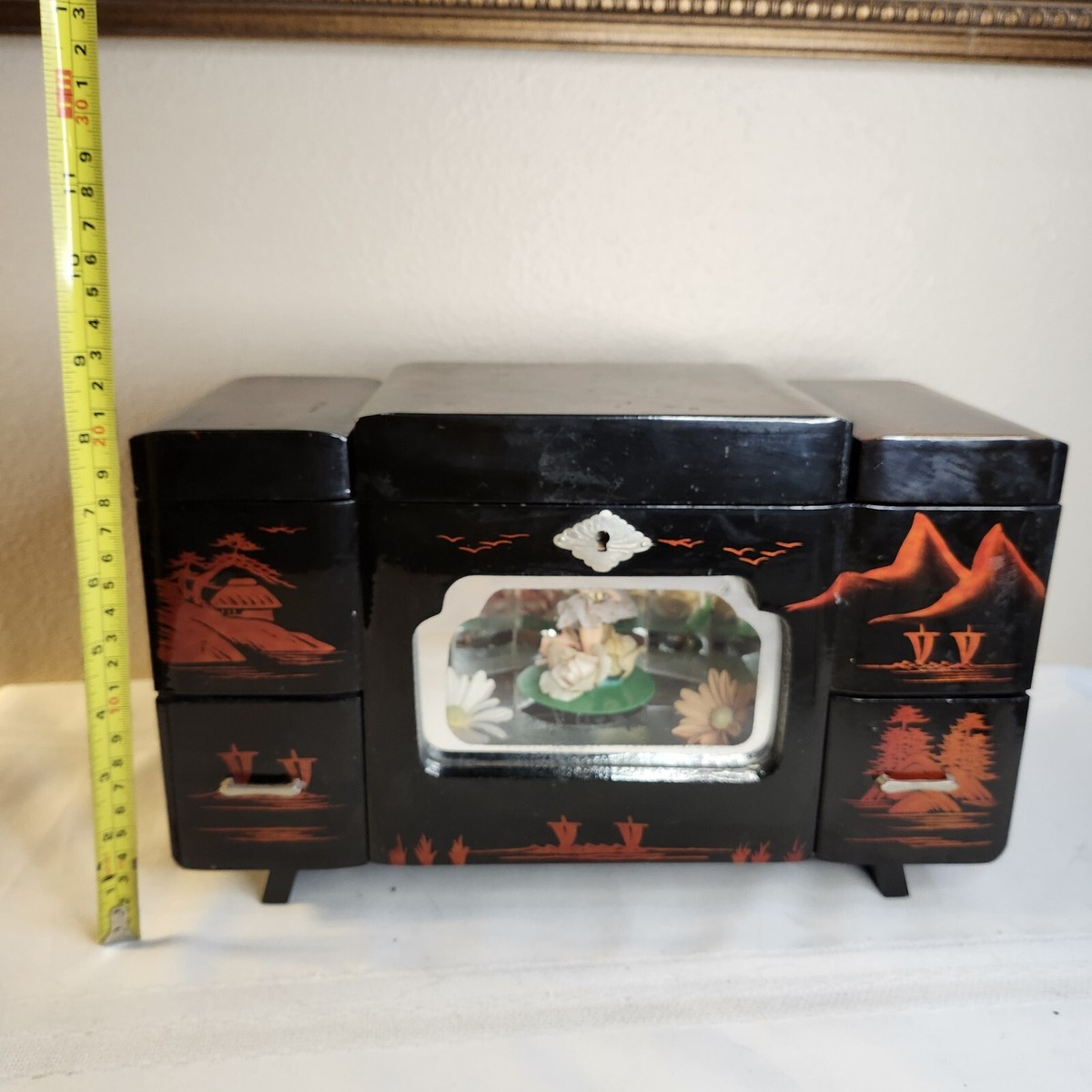 置物 Asian. And. Jewelly Vintage Asian 1940s Jewelry Box With 3 Tiers Chinese Mahogany Wood