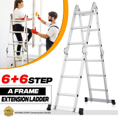 11.5ft Multi Position Adjustable Telescoping Ladder Extension Collapsible Ladder