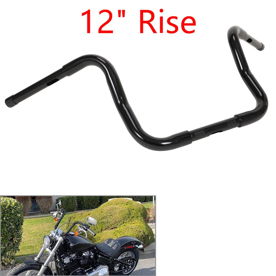 12"Rise Ape Hangers Bars 1-1/4" Handlebars For Harley Softail Fatboy Dyna Custom - Изображение 2 из 4