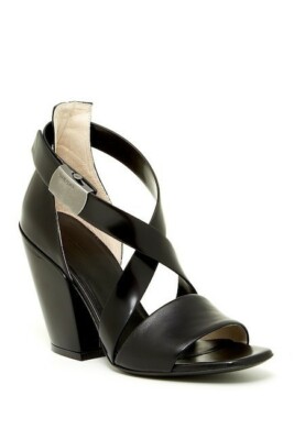 Womens DIESEL Black Leather Cross Over Heel Sandals Sz. 40
