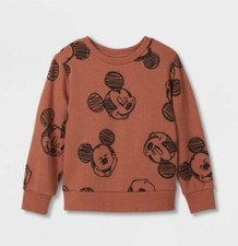New Toddler 2T Boys' Disney Mickey Mouse Pullover Sweatshirt Brown