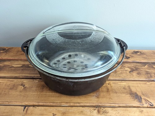 Forno olandese Griswold in ghisa 8 # 1278 con sottopiumino - e coperchio in vetro marca Club - Foto 24 di 24