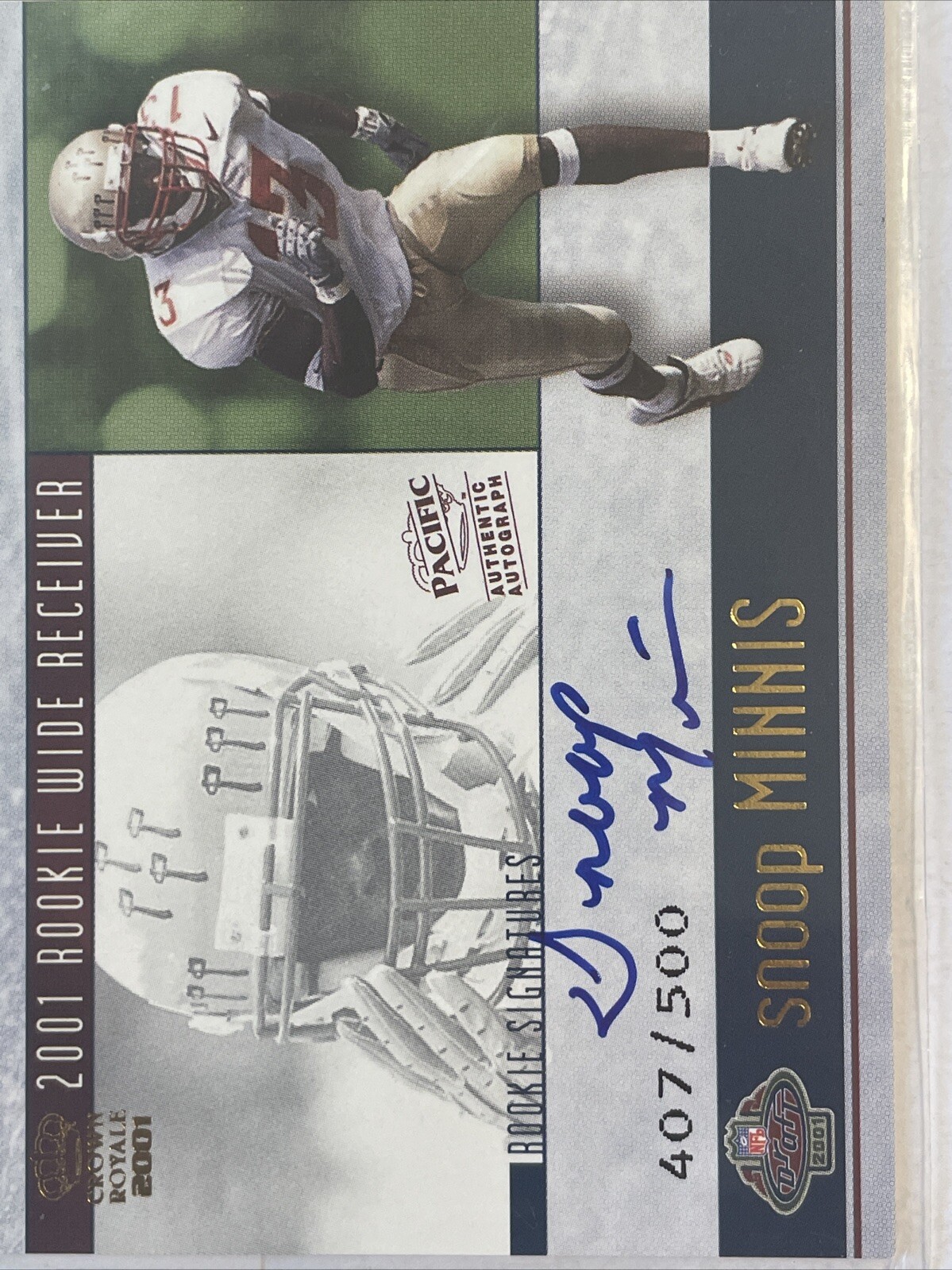 2001 Pacific crown royale snoop  Minnis #/500 AUTO RC Florida State fsu noles