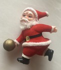 Set 2 Vintage Felt Flocked Bowling Santa Claus & Gift Santa Christmas Ornaments — photo 2