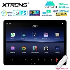 1x 12" 4K Video Android 11 2+32G Back Seat Car TV Headrest Monitor USB 4G Dongle