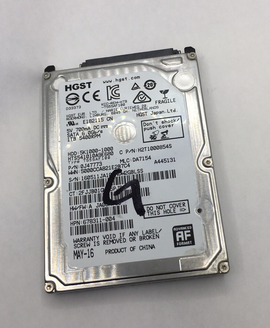 HGST/Hitachi 5400 RPM mlc: DA7154 p/n: 0J47773 1TB SATA HDD