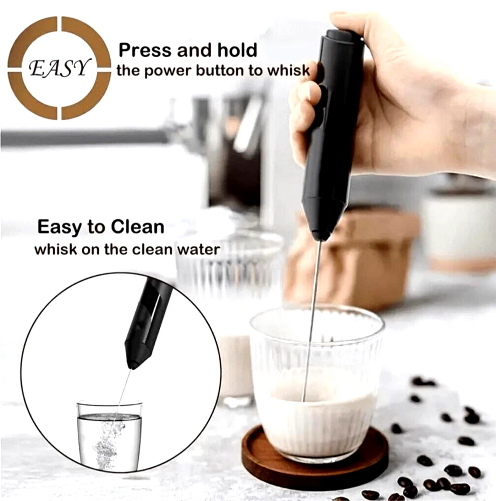 Milk Frother Handheld Battery Operated Whisk Foam Maker For Coffee With Stand