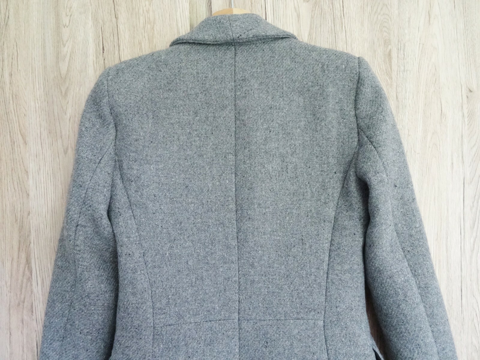 ZARA GREY DOUBLE-BREASTED WOOL BLEND FROCK COAT SIZE XL image 10