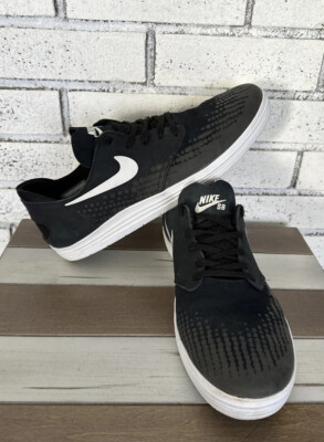 NIKE SB Lunarlon Oneshot Size 11.5 Black/White Skateboarding Shoes