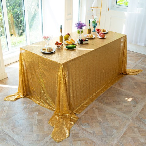 Rectangular Sequin Tablecloth Glitter Bridal Shower Wedding Banquet Tablecloth - Picture 6 of 15