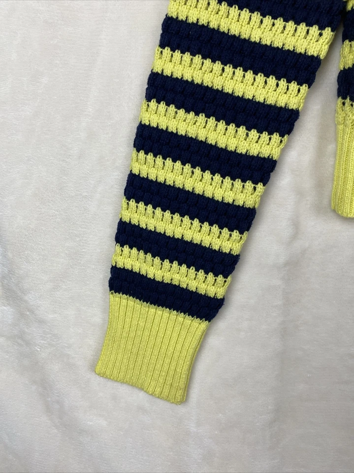 Y2k Princess VW Cardigan Sweater Womens XLarge Yellow Blue Striped Full Zip - Image 4 of 4