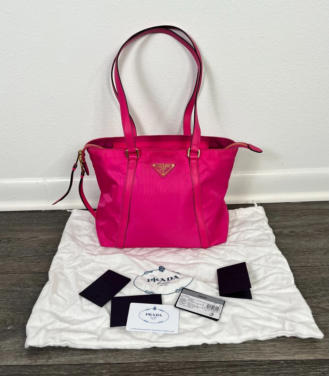 PRADA Fuchsia Pink Tessuto Nylon Shopping Tote Bag 1BG291 Tessuto Soft CA  Fuxia