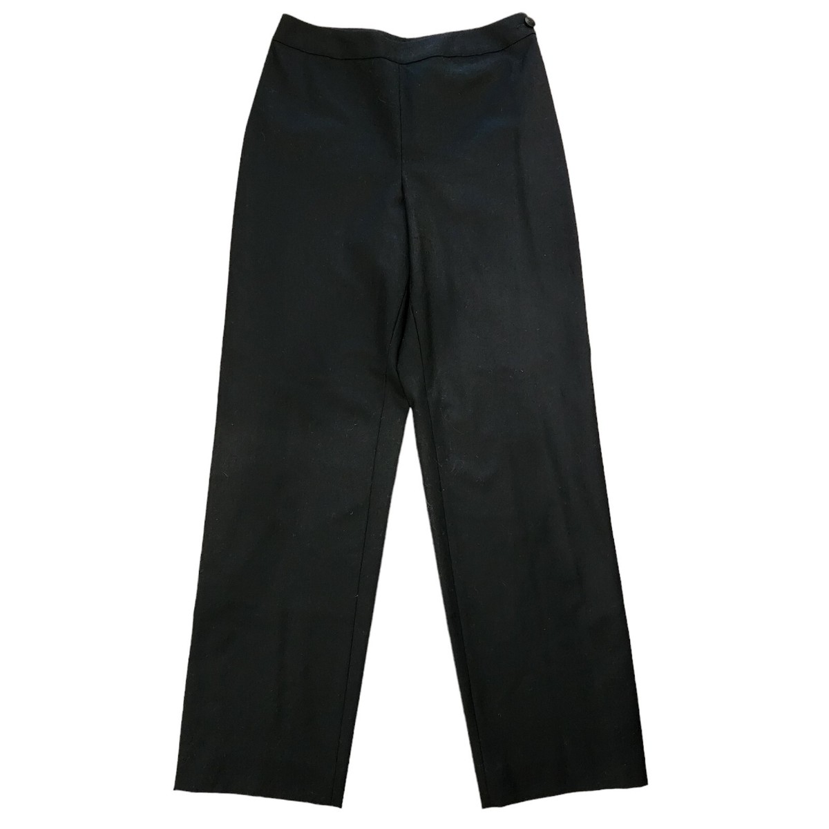Chanel Wool Flat Front Side Zip Trousers Slacks Pants Black