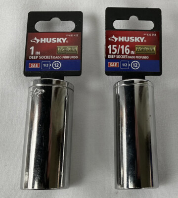 2 - HUSKY Deep Socket 1 inch / 15/16 inch SAE 1/2 / 12 New