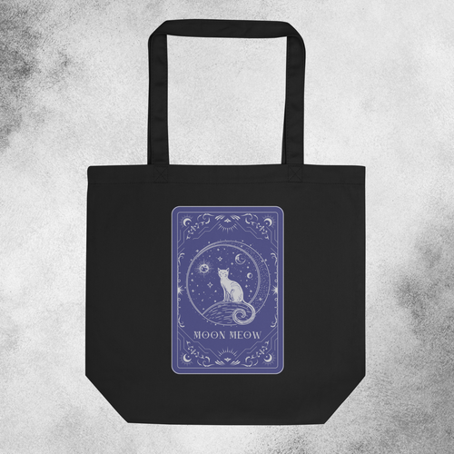 Tarot Cat Tote Bag - Witchy Cat Design Eco Tote for Tarot Card Lovers - Picture 3 of 7