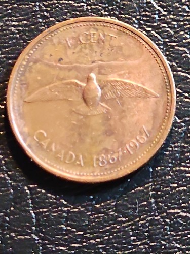 1867-1967 Canadian CENTENNIAL 1-Cent Piece (QUEEN ELIZABETH II + ROCK DOVE) RARE - Picture 17 of 24