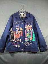 Vintage Jean Jacket New York City Theater Broadway Theme Womens M