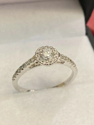Pave 0,75 Cts Runde Brilliant Cut Diamanten Verlobung Halo Ring In 750 18K Gold - Bild 1 von 4