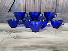 Duralex France Beau Rivage Cobalt Blue Glass Tea Cup Set | Service for 8