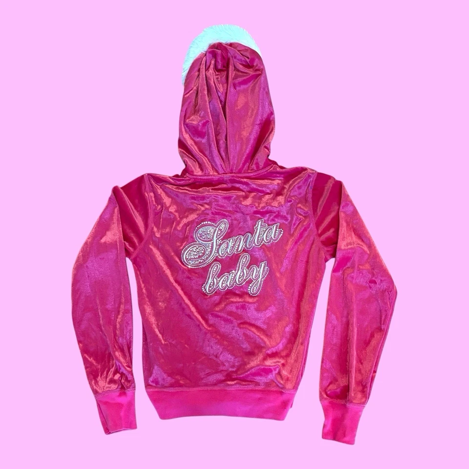 Victorias Secret Santa Baby Bling Fur Hoodie Velour Jacket Sweatshirt & Skirt M - Image 4 of 4