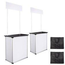 Popup Promotional Counter Table Booth Portable Demo Display Banner Stand 2 Pack