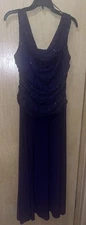 NW Nightway Womens Sequined Evening Dress Gown Sz 12 56” From Shoulder To Hem