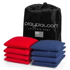 Play Platoon Premium Weather Resistant Cornhole Bags - 4 Red & 4 Navy Blue