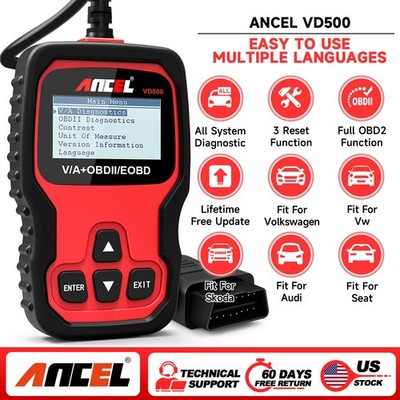ANCEL VD500-US Car OBD2 Scanner All System Diagnostic Tool ABS SRS EPB For VW