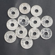 10pcs Natural White Crystal Stone Large Hole Circle Beads Pendants DIY 18mm