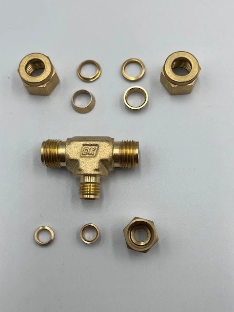 Lot of 13 3/8 x 3/8 x1/4 Tube Tee Brass Compression Fitting Plumbing Adapter - Image 4 of 4