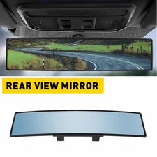 New 270MM Wide Interior Blue Tint HD Mirror Convex ClipOn Rear View Universal EI