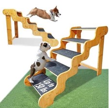 24  5-Step Dog Stairs Bamboo Pet Steps For Bed Car Up To 160 LB