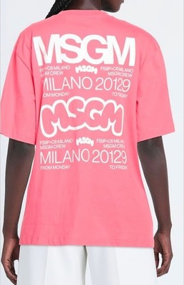 MSGM Milano Women 100% Cotton Pink Crew Neck T-Shirt Size XXS MADE IN ITALY NEW
